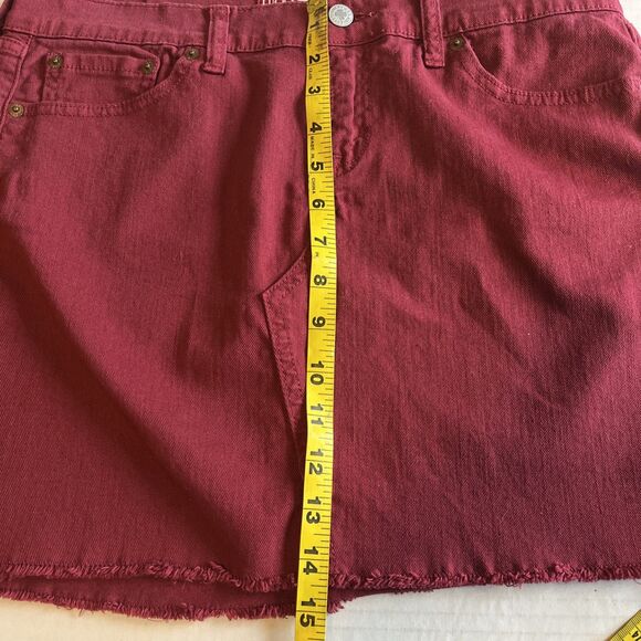 Lucky Brand Skirt Womens 8 29 Red Blossom Mini Denim A Line Stretch Zip Cut Off - Picture 10 of 10